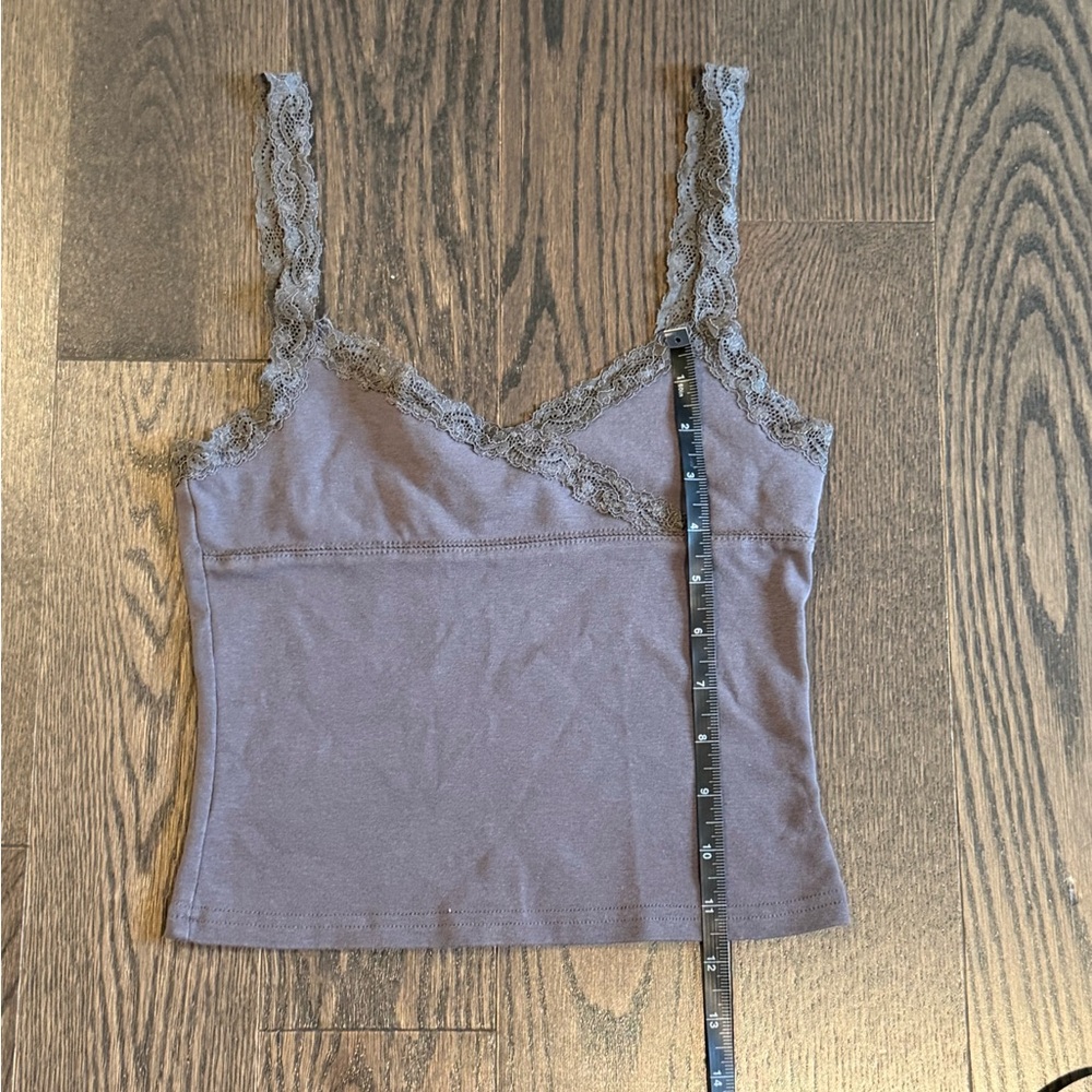 Edikted Gray Lace Trim Tank Top